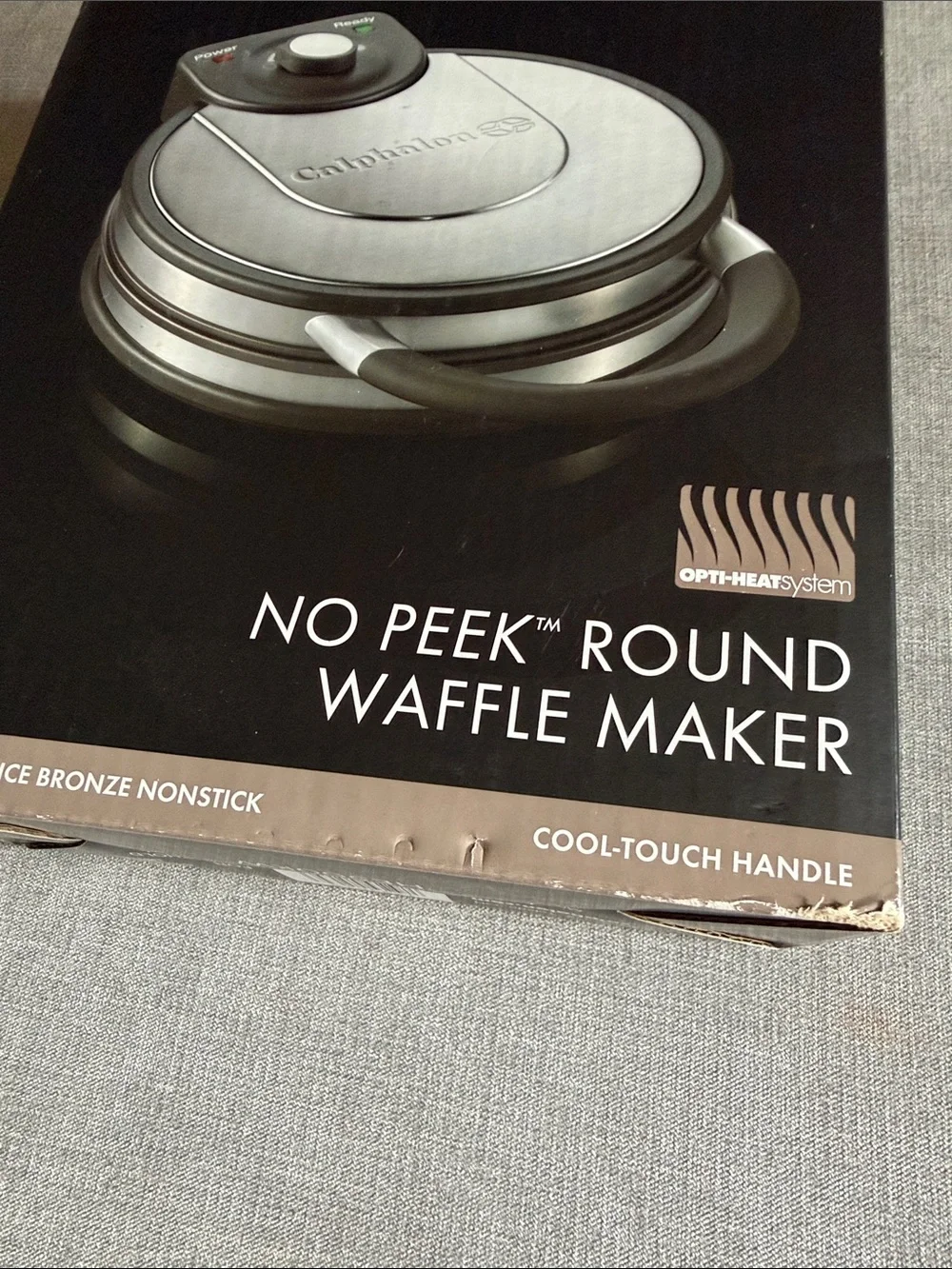 Calphalon Silver and Black No Peek Round Waffle Maker